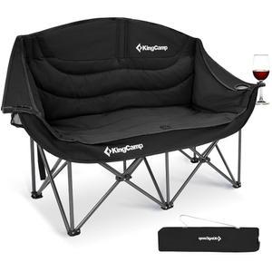 킹캠프 더블 캠핑 의자 오버사이즈 헤비 듀티 550파운드 러브잇 휴대용 접이식 XL 2인용 소파 패딩 편안한