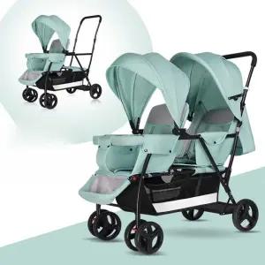 쌍둥이 2인용 유모카 앞뒤 연년생 트윈 유모차 더블