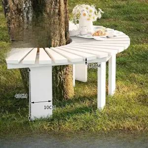 반원 나무벤치 화단 벤치 공원 카페 휴식 원목 라운지