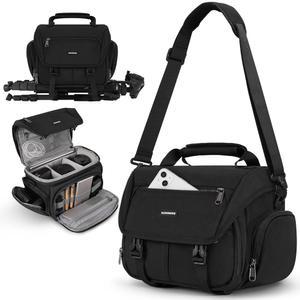 레인모어 카메라 가방, DSLR / SLR 사진작가용 미러리스 슬링백 삼각대 홀더가 있는 방수 소형 케이스 및 캐논용 레인 커버 크로스바디 백 니콘 소니 후지, 블랙