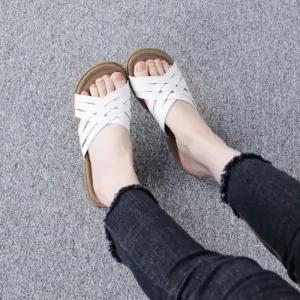 [신상오픈런]여자 샌들 크로스 낮은굽 스트랩 슬리퍼 (36358412)