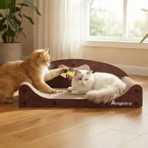 앙게트라 21인치 고양이 스크래처 침대 실내 소파 골판지 볼 앤 캣닙이 있는 내구성 스크래치 패드 가구