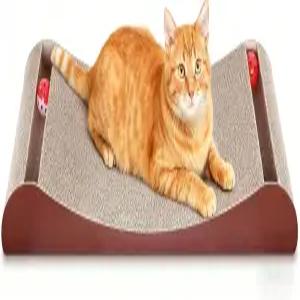 플러피드림 고양이 긁힘 판지 패드 하우스 침대 가구 보호대 인피니티 모양 곡선형(브라운 본 + 벨)