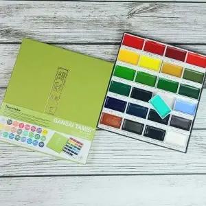 수채화 BA45PQ30 고체물감 팔레트 24색 세트 전문 미술용품