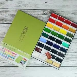 수채화 QV00NW02 고체물감 36색 세트 수채화용 색연필 학생용 미술용품