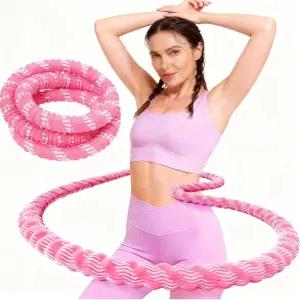 3.3파운드 스프링 소프트 훌라 후프 비디오 튜토리얼이 포함된 접이식 웨이트 피트니스 부드러운 소재로