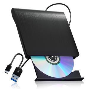 노트북 PC용 외장 CD/DVD 드라이브 USB 3.0 휴대용 광학 CD 버너, Windows 10 11 Linux Mac OS(블랙)와 호환됨