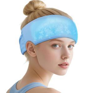 세척 가능한 커버가 있는 NEWGO 쿨링 헤드밴드, 두통, 더운 날씨, 긴장감, 숙취를 위한 스타일리시한 콜드 헤드 랩 이마 스팩