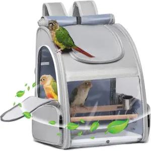 버드 캐리어 트래블 케이지 작은 새들을 위한 백팩 잉꼬 캐너리 패럿 핀치스 코카티엘. 2개의 나무 농어