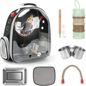 라이펫 버드 캐리어 백팩 앵무새 휴대용 통기성 가방 애완동물 라이트급 여행용 케이지 스탠딩 퍼치와