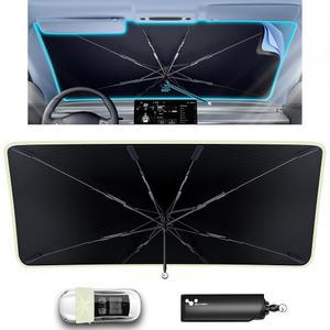 레이부 자동차 윈드실드 선쉐이드 우산 57인치 x 32인치 5겹 두꺼운 비닐 코팅으로 접을 수 있는 선쉐이드