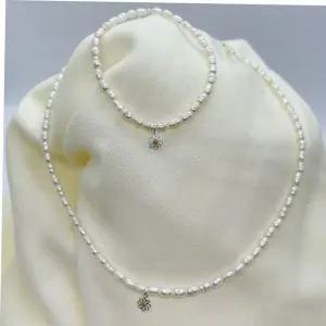 타사키 실버925 못난이 천연 담수 진주 목걸이 팔찌 세트
