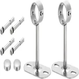 uxcell 2 세트 천장 마운트 커튼봉 브래킷 25mm/0.98인치 파이프 길이 100mm/3.94인치 스테인리스 스틸