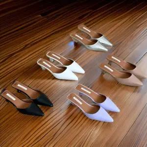 [신상오픈런]여성 멀티컬러 매트 정장 구두 뾰족코 뮬 펌프스 (32349194)