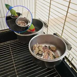 쌍문상회 튼튼한 걸이형 스텐 앵무새 모이통 대형 설치용