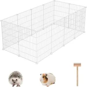 C AHOME 애완동물 놀이펜 소형 동물 용품 12개 패널 운동 케이지 그리드 휴대용 마당 울타리 실내 기니피그