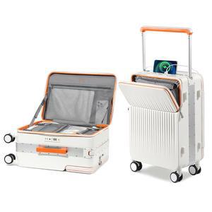 조이웨이 기내 반입 수하물 항공사 승인, 프론트 포켓 및 USB 포트가 있는 하드사이드 탑 오프닝 캐리어, 알루미늄 프레임 20인치 수하물, TSA 잠금 장치 스피너 휠이