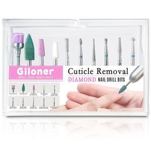길로너 10개 네일 드릴 비트 세트, 큐티클 클린 비트, 3/32인치 전기 파일용 다이아몬드 아크릴 젤 매니큐어, 디자인 준비 도구에 적합