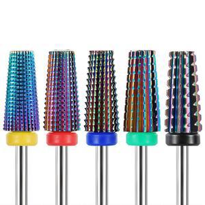 야카모즈 5Pcs 카바이드 네일 드릴 비트 세트, 3/32인치 샹크 전문 파일 XC C M F XF E 안전성 이파일 비트, 아크릴 젤 폴리시 매니큐어, 양방향 회전