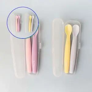 쌍문상회 편안한 실리콘 이유식스푼 세트 아기숟가락 중기유아