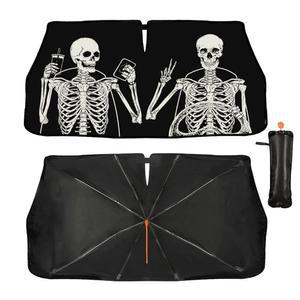 스켈레톤 드라이빙 자동차 윈드실드 자동차용 썬쉐이드 우산 해골 선쉐이드 업그레이드된 썬쉐이드가 SUV