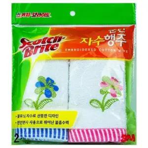 [하프클럽/셀러허브]3M 스카치브라이트 순면 자수 행주 34x38cm