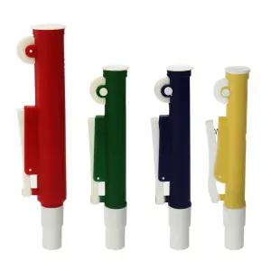 ULAB 사이언티픽 피펫 펌프 4개 세트 파란색 2ml 노란색 5ml 녹색 10ml 빨간색 25ml 플라스틱 또는 유리