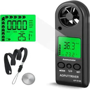 풍속 온도와 최대/평균/전류를 측정하는 풍속계 휴대용 윈드서핑 요트 낚시 야외 활동을 위한 고정밀 측정