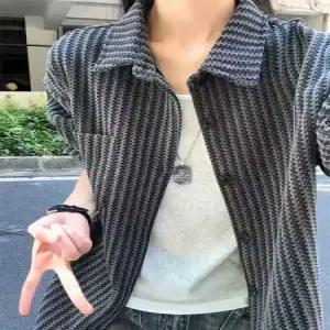 토르 남사친 가을 빈티지 캐주얼 무늬 남방 재킷 칼라 OPH3