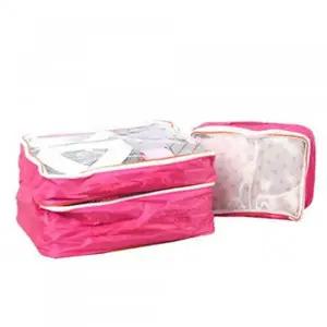 [콩심팥심]여행용 3종 파우치세트 이너백 파우치(핫핑크) 백 여행 수납 여행