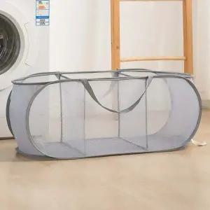 접이식 CYT526R6 세탁 물 가방 빨래 수거 통 바구니 그레이 3칸