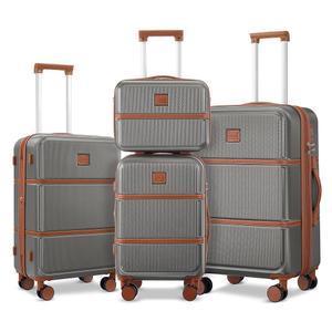 Suitour 확장 가능한 4피스 러기지 세트(14인치 19인치 23인치 27인치) 스피너 휠이 장착된 ABS 하드사이드 캐리어 세트 여행용