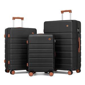 헐신 캐리어 기내 반입 수하물, 22x14x9 항공사 승인 20인치 하드사이드 스피너 휠, TSA 잠금 장치가 있는 하드 쉘 케이스 소형 여행용 캐리어(블랙, 3PCS 세트)