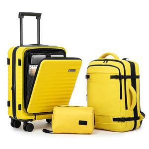 로사모 3종 수하물 세트 확장 가능한 여행 가방 22x14x9 항공사 승인 기내 반입, 스피너 휠이 있는 전면 개봉 ABS 하드 케이스 가방, TSA 잠금 장치