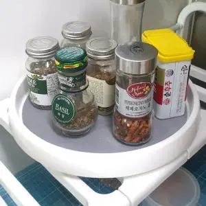[하프클럽/셀러허브]양념통선반 다용도 원형 회전 트레이 정리대 화이트 회