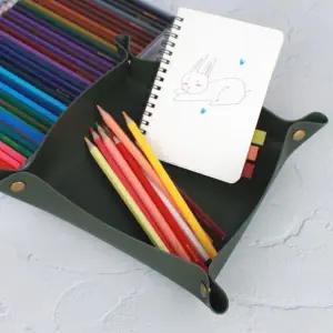 [하프클럽/셀러허브]차키보관함 데스크 소품정리 가죽 트레이 아미그린 대