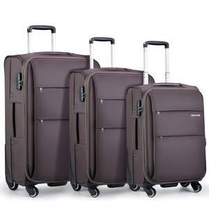 한케 20/24/28인치 3피스 러기지 세트 스피너 휠 확장형 대형 캐리어 소프트사이드 위탁 롤링 잠금 경량 여행 러기지. (커피)