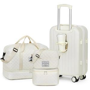 여성용 Yorige 러기지 세트 남성용 4피스 - USB 포트, 360 스피너 휠, 더플 백, 컵 홀더, 여행 휴가용 경량 세트가 포함된 하드사이드 캐리어 20인치에 휴대하세요