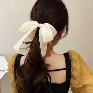 크림 머리 바나나 반 헤어 리본 삔 헤어악세사리 반머리핀 단발