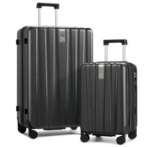 행크 익스펜더블 하드쉘 러기지 세트 2피스 엑스트라 라지 캐리어, 스피너 휠이 달린 28인치 러기지, 여성용 여행용 캐리어 20 29인치, 제트 블랙