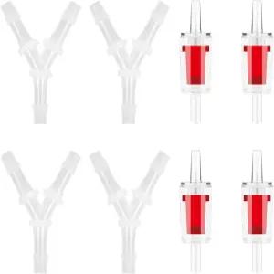 체크 밸브 수족관이 있는 4PCS 수족관 공기 펌프 커넥터 Y자형 3방향 항공사 튜브 호스에서 3/16용