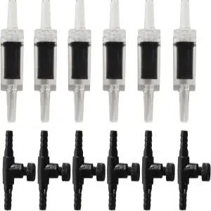 반환되지 않는 체크 밸브가 있는 수족관 공기 펌프 액세서리 3/16인치 튜브용 제어 밸브(체크 밸브 6개 +