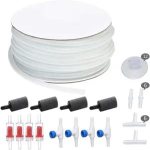 ALEGI 25피트 3/16인치 표준 항공사 튜브 에어 스톤 체크 밸브 컨트롤 및 커넥터 펌프 액세서리 키트(흰색)