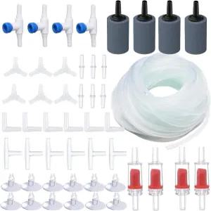 수족관 에어 펌프 액세서리 - 항공사 튜브 컨트롤 밸브 스톤 커넥터 체크 흡입 컵 포함