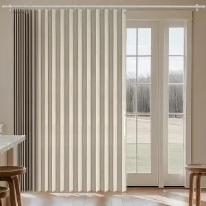 질론 100 암막 커튼 파티오 도어 아코디언 슬라이딩 엑스트라 와이드 룸 디바이더에 사용 (베이지 98인치 W