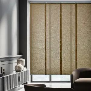 유리문 및 방 칸막이를 위한 피스낫 슬라이딩 패널 블라인드. 자연스러운 직조 조명 필터링. 46-85.5인치 W