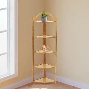 [하프클럽/셀러허브]홈테리어 대나무 5단 수납 선반 원목모서리장 코너장
