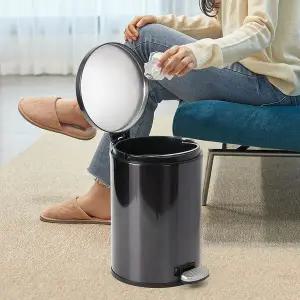 [하프클럽/셀러허브]룸앤 무소음 페달 휴지통 원형 주방 화장실 쓰레기통 8L