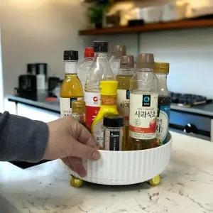 [하프클럽/셀러허브]회전트레이 냉장고 양념통 정리 화이트 대형 냉장고회
