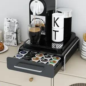 [하프클럽/셀러허브]철제 서랍형 커피캡슐 보관함(블랙) 티백 캡슐정리함